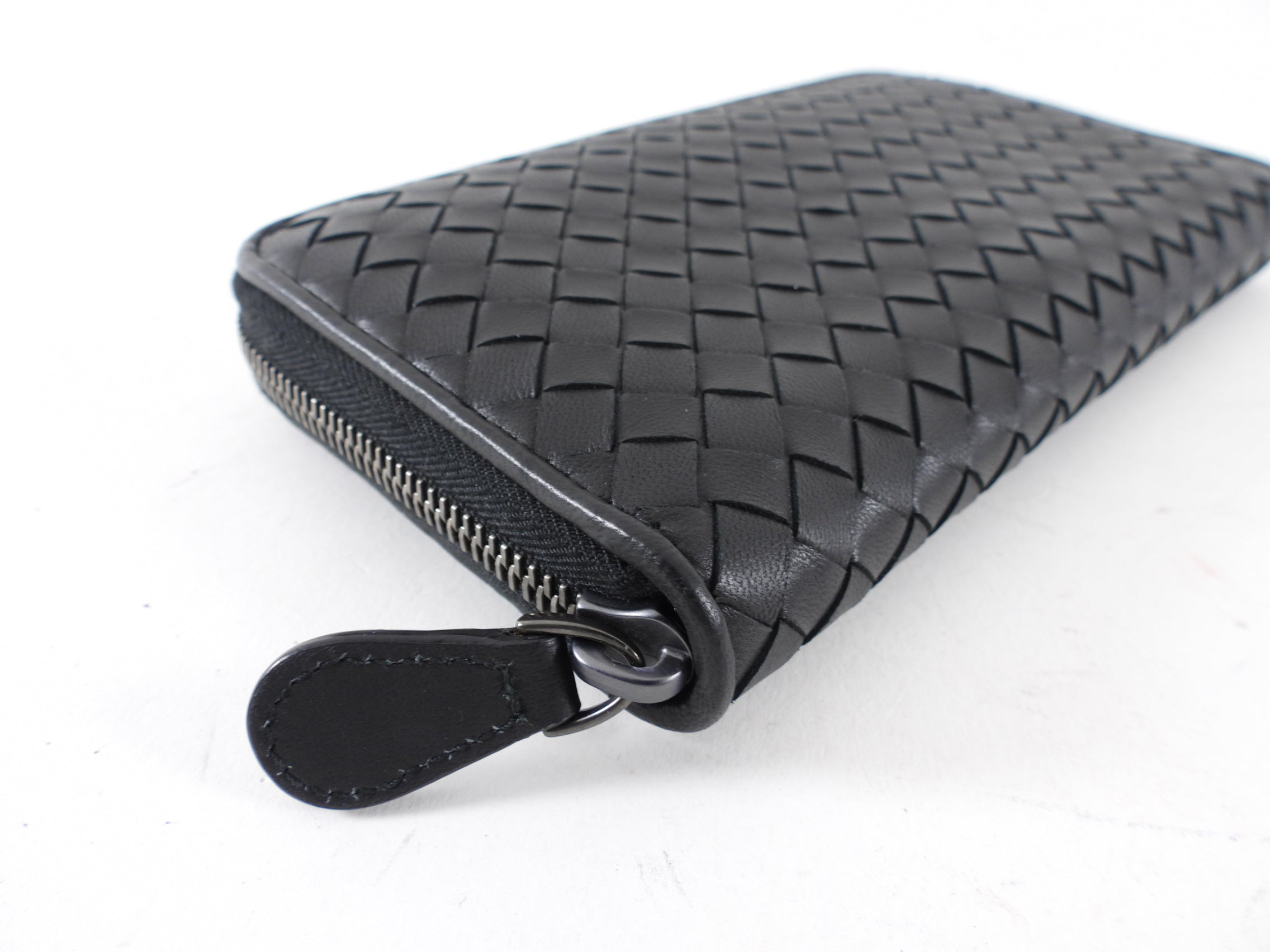 Bottega Veneta Black Intrecciato Leather Zippy Wallet for Women | Luxury Designer Zip Around Wallet | Perfect for Everyday Use, Travel & Gift Giving