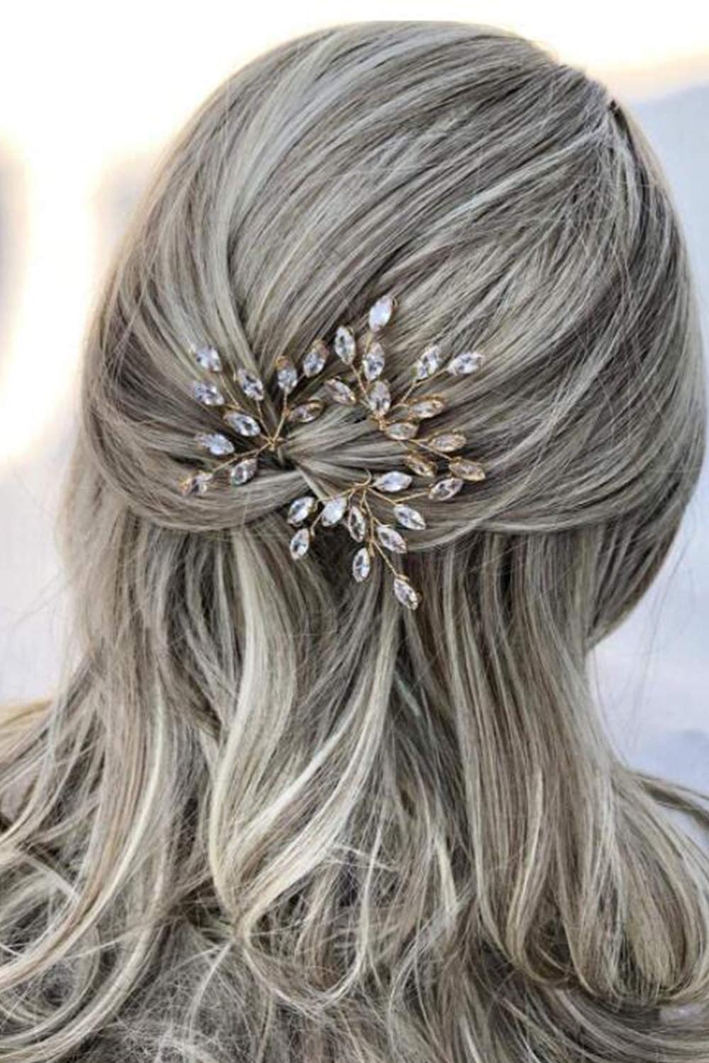 YERTTER 3-Piece Rose Gold Wedding Hair Pins Set - Faux Crystal Rhinestone Bridal Hair Clips for Bride & Bridesmaids - Perfect for Weddings, Prom, Parties & Special Occasions