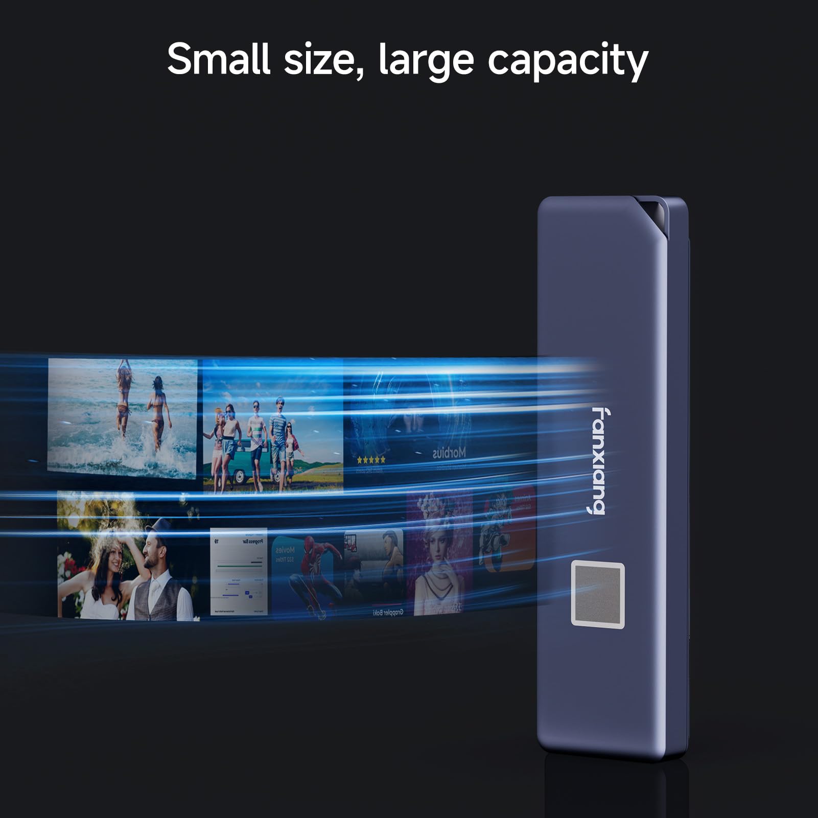 Fanxiang 2TB External SSD with Fingerprint Encryption - Up to 1070MB/s Read Speed, USB-C 3.2 Portable Solid State Drive for Windows, Mac, Android & iPhone 15 - Perfect for Data Backup, Gaming & 4K Video Editing - PS1000 Pro