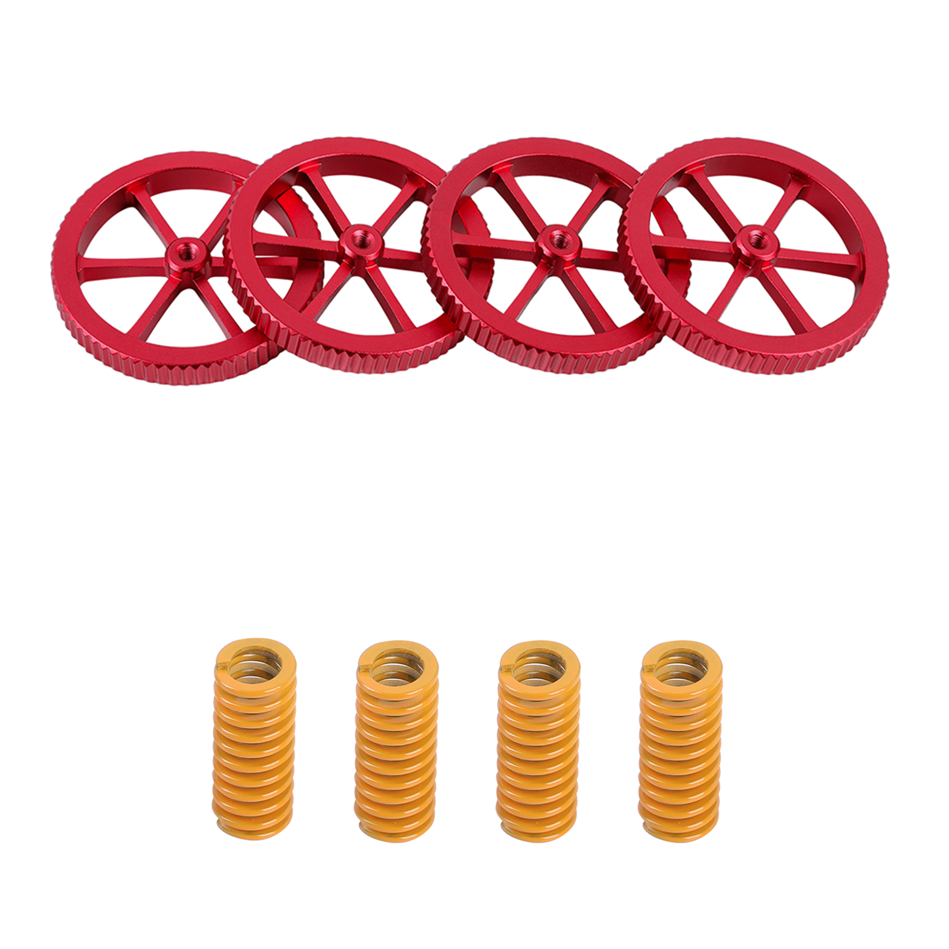 Creality 3D Printer Leveling Wheel Screw Nut & Yellow Hotbed Springs (4-Pack) - Perfect for Ender 3, Ender 3 Pro, CR-10 Bed Leveling & Maintenance