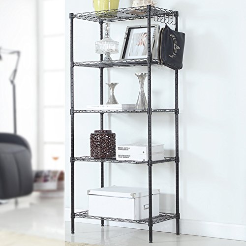 Adjustable Heavy Duty Storage Shelving Unit - Black Metal Wire Rack for Garage, Closet & Pantry Organization - Perfect for Home, Office & Warehouse Storage Solutions