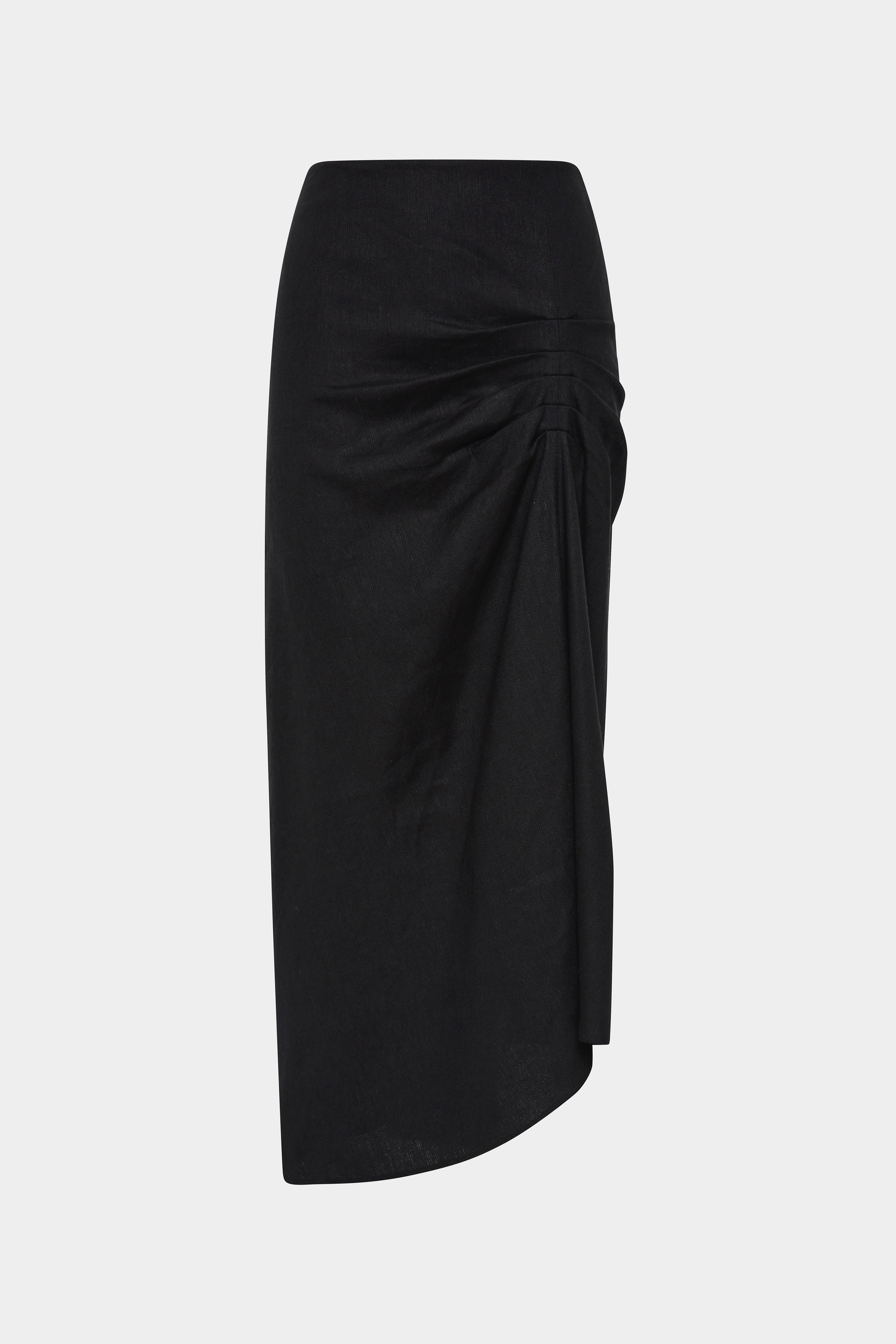 Elegant Dorian Ruched Midi Skirt for Women - Stretchy High Waist Bodycon Pencil Skirt - Perfect for Office, Party & Date Night