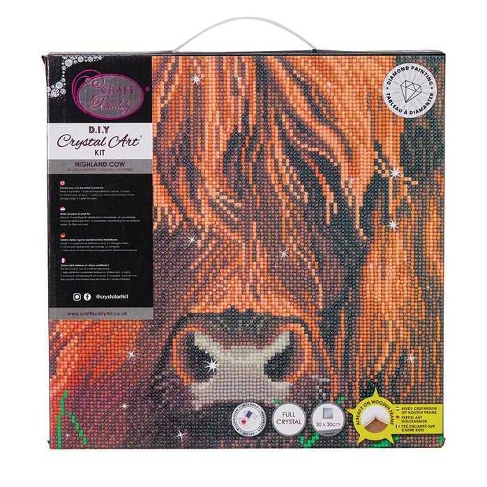 Highland Cow Crystal Art Kit - Medium Size DIY Diamond Painting for Adults - Home Decor & Wall Art Gift for Cow Lovers - Perfect for Stress Relief & Creative Relaxation