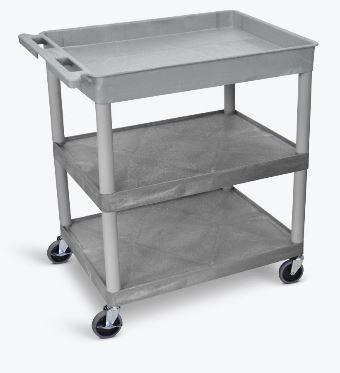 Luxor 3-Tier Large Gray Utility Cart with Wheels - Perfect for Kitchen, Bathroom, Office Storage and Organization
