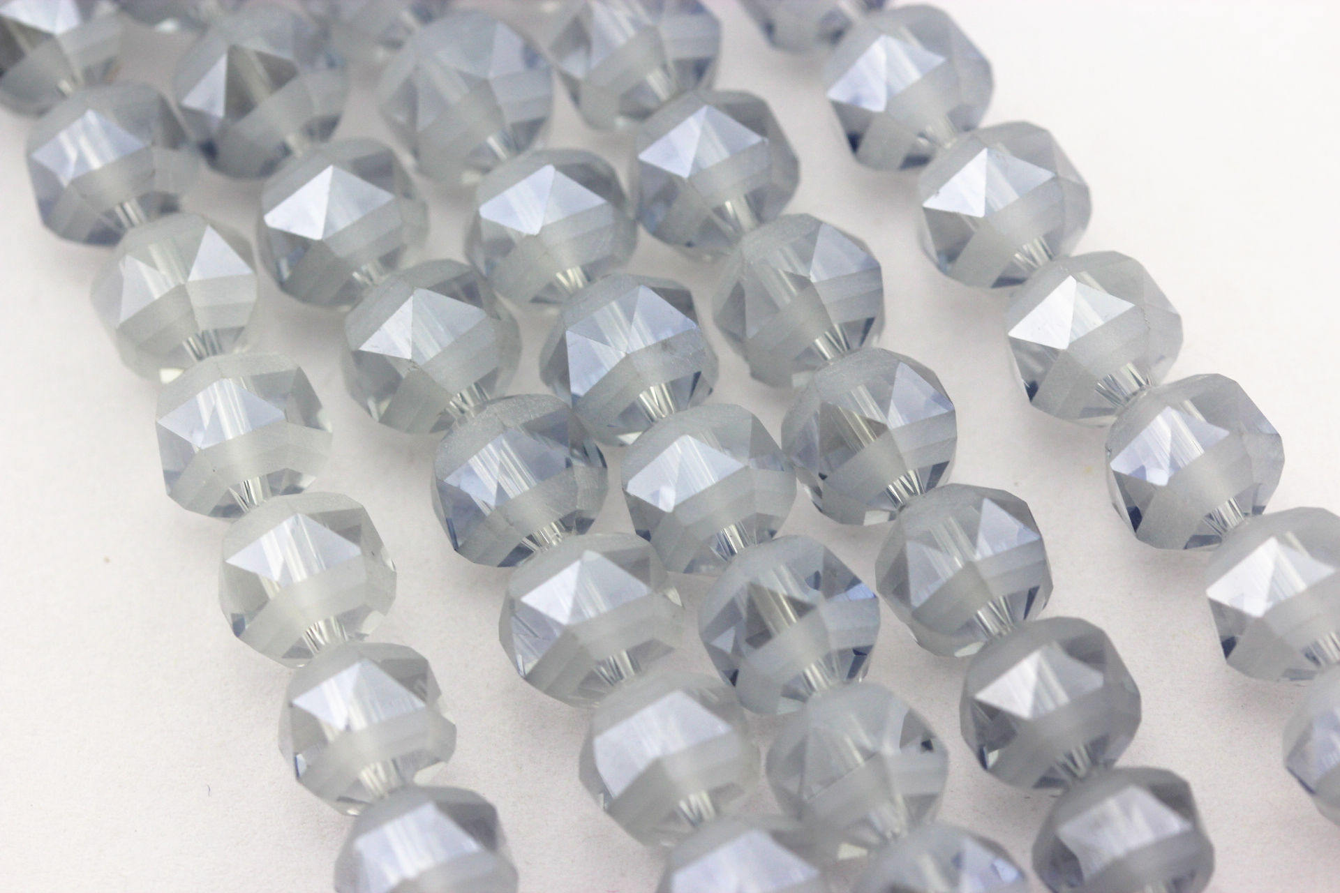 Light Blue Crystal Glass Matte Faceted Round Beads 8mm 10mm 12mm 15.5mm Strand - DIY Jewelry Making, Bracelet & Necklace Craft Supplies