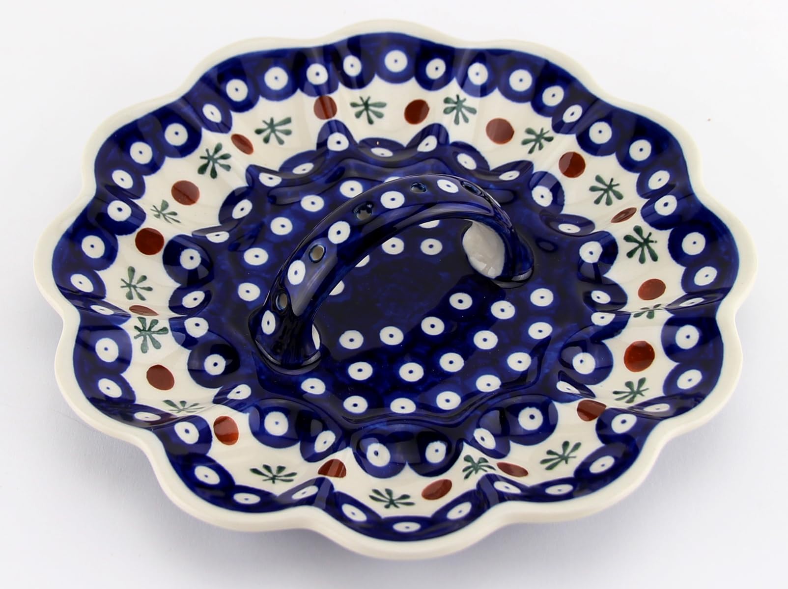 Authentic Polish Pottery Egg Plate - Boleslawiec Ceramics #1559-41 Pattern, 9.5