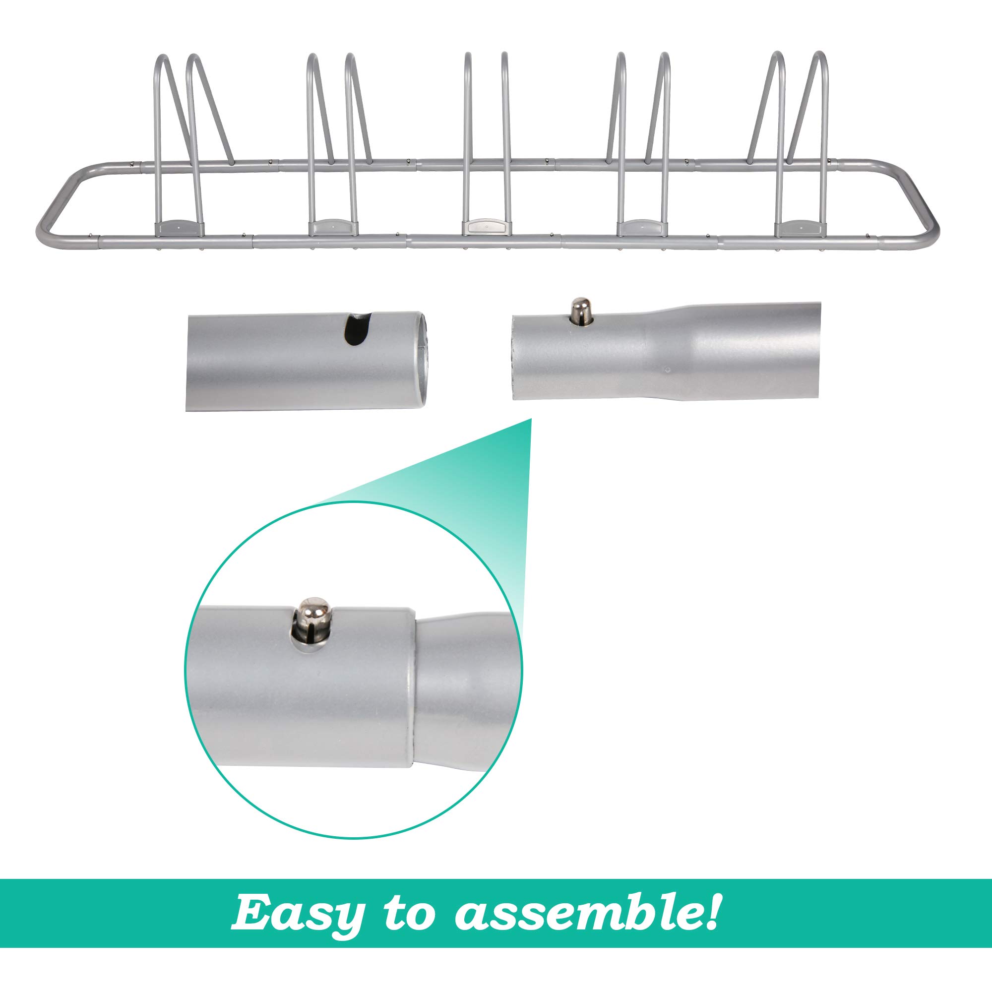 LUCKYERMORE 5 Bike Floor Stand - Heavy Duty Removable Bicycle Parking Rack for Mountain, MTB, Kids & Road Bikes - Indoor Outdoor Garage, Yard & Storage Solution for Bike Organization