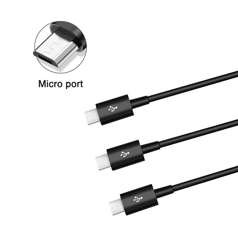Premium 3-in-1 USB 2.0 A Male to Micro USB Splitter Cable - Fast Charging & Data Sync for Smartphones, Tablets, Cameras - Durable 1M Black Cable for Home, Office & Travel Accessories