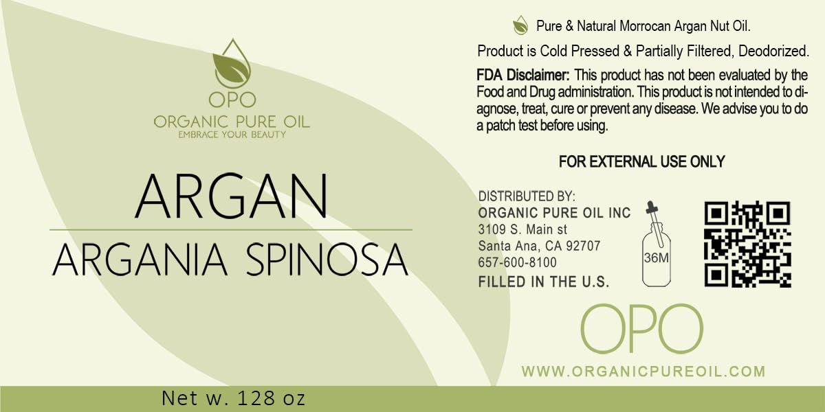 Pure Moroccan Argan Oil - 1 Gallon (128 oz) Unscented, Non-GMO, Vegan Carrier Oil for Skin, Hair & Body Care | Hydrating, Nourishing & Soothing | Perfect for DIY Beauty, Soap Making, Massage & Cosmetic Formulations