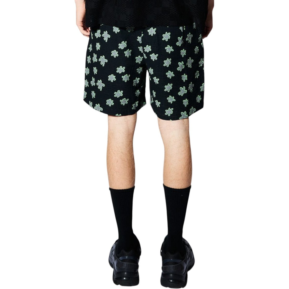 Pleasures Floral Seersucker Shorts for Women - Black Summer Casual Shorts | Perfect for Beach, Vacation & Streetwear Outfits