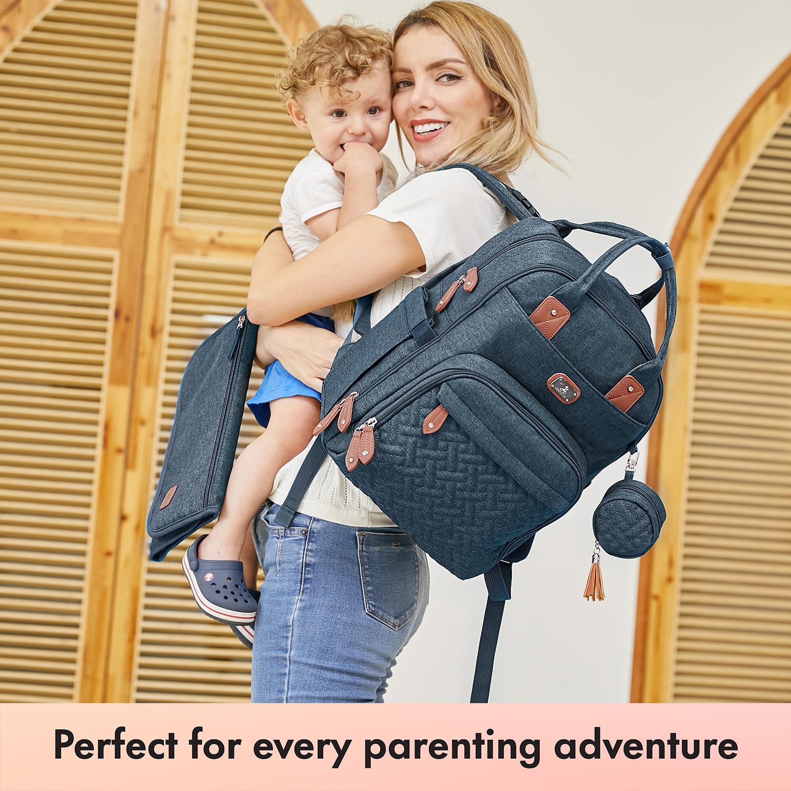 Diaper Backpack for Baby Boys & Girls - Large Unisex Diaper Bag with Portable Changing Pad, Pacifier Case & Stroller Straps - Waterproof Travel Backpack for Moms & Dads (Peacock Blue) - Perfect for Daycare, Travel, Shopping & Outdoor Activities