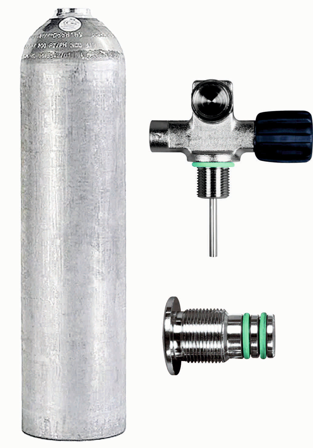 BTS 7 Liter 200 Bar Natural Luxfer Aluminum Scuba Diving Cylinder with Right Handed DIN Valve & Blanking Plug - S16216508 | Perfect for Professional Divers & Underwater Exploration