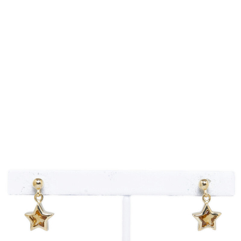 18k Gold Citrine Star Earrings – Elegant Dangle Earrings for Women, Perfect for Parties, Weddings & Special Occasions