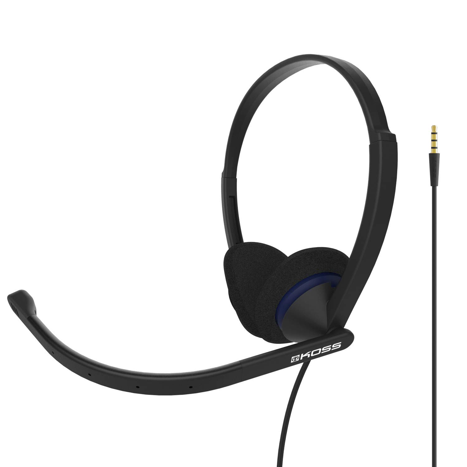 Koss CS200i On-Ear Wired Headset with Boom Microphone - 3.5mm Plug for Clear Communication (Black) | Perfect for Call Centers, Office Use & Remote Work