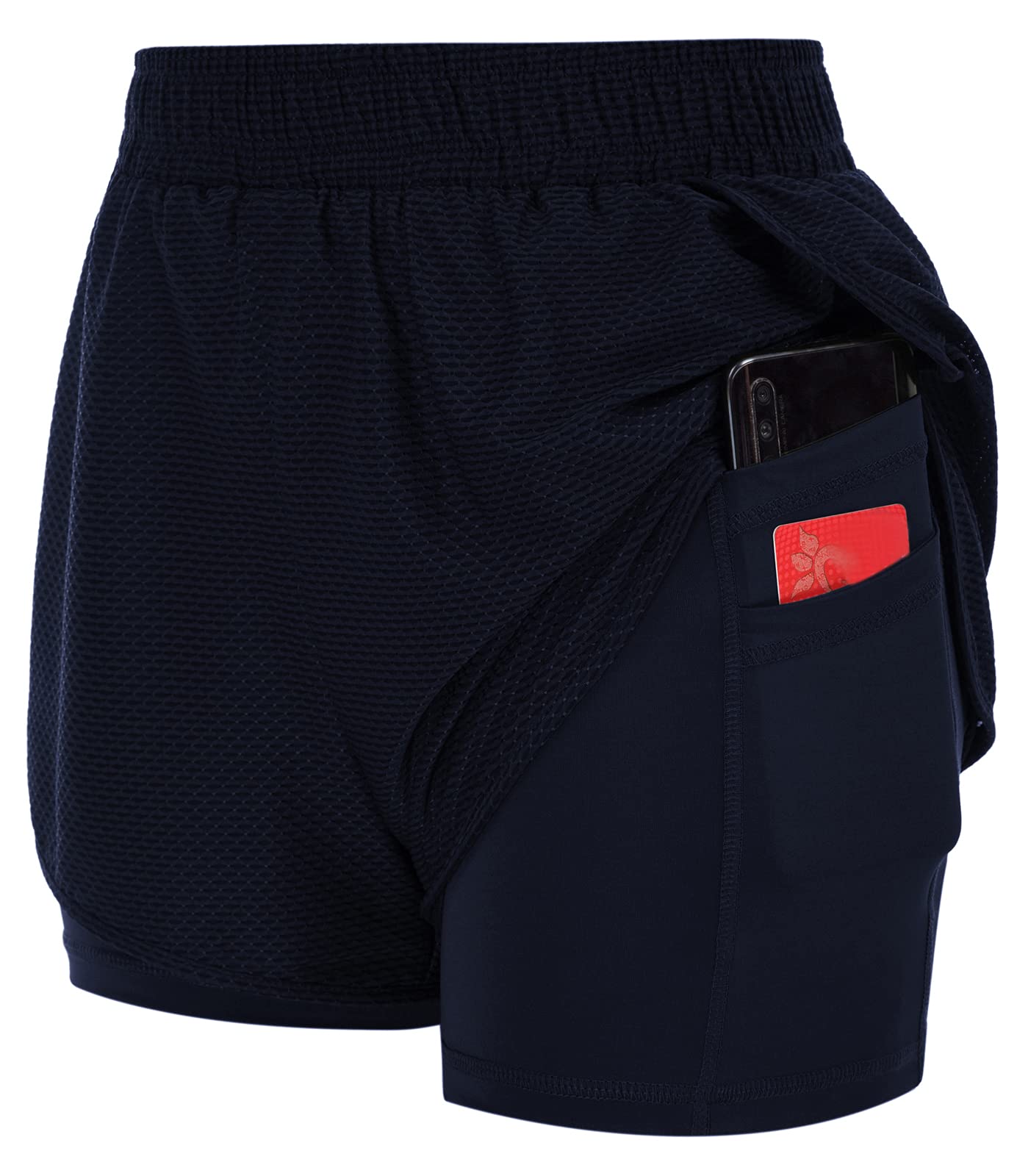JACK SMITH Women's 2-in-1 Running Shorts with Pockets - High Waist Elastic Quick Dry Workout Shorts for Yoga, Gym & Athletic Sports | Perfect for Jogging, Training & Summer Outdoor Activities