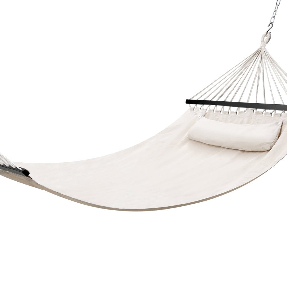 Portable 2-Person Hammock Bed with Pillow for Outdoor Camping, Backyard Relaxation & Beach Lounging