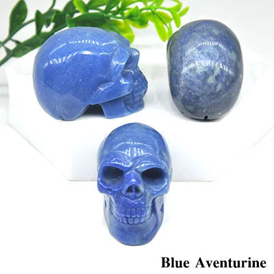 2 Pack Skull Statue - Natural Stone Healing Crystal Hand Carved Home Decor, Wicca Energy Chakra Healing Gem Figurine - Perfect for Meditation, Altar Display & Spiritual Gift Giving