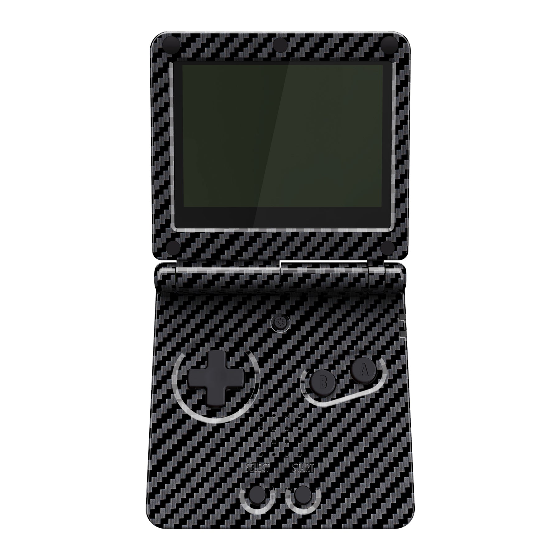 eXtremeRate IPS Ready Upgraded Replacement Shell Kit with Buttons for Gameboy Advance SP GBA SP - Compatible with IPS & Standard LCD Screens - Graphite Carbon Fiber Design - Perfect for Gaming Enthusiasts & Retro Console Modders