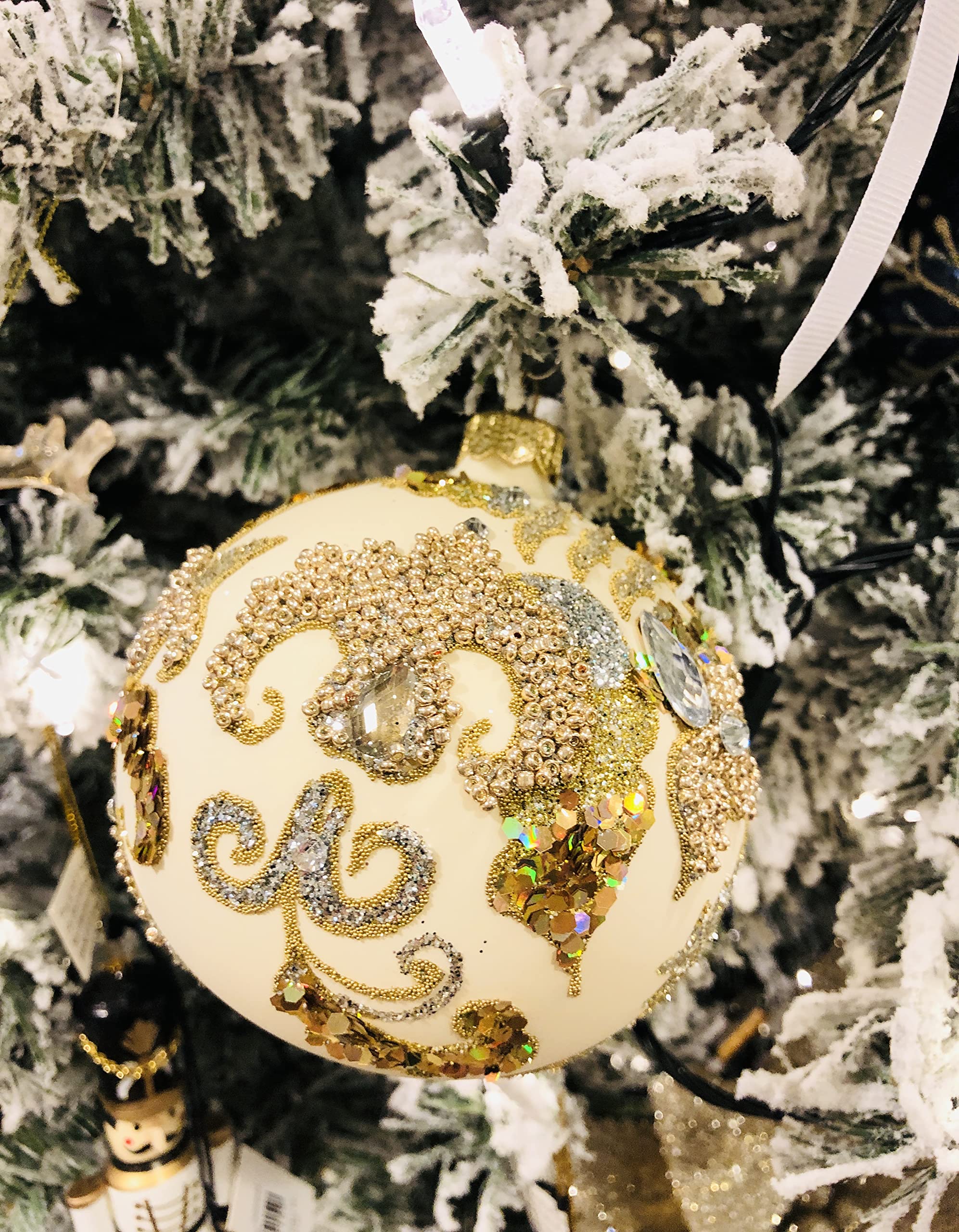 Handmade Polish Glass Christmas Ornaments - Set of 4 Elegant 3.94 Inch Round Holiday Decorations in Gold & Silver for Xmas Tree, Party & Indoor Decor | Perfect for Holiday Gifts, Home Decor & Festive Celebrations