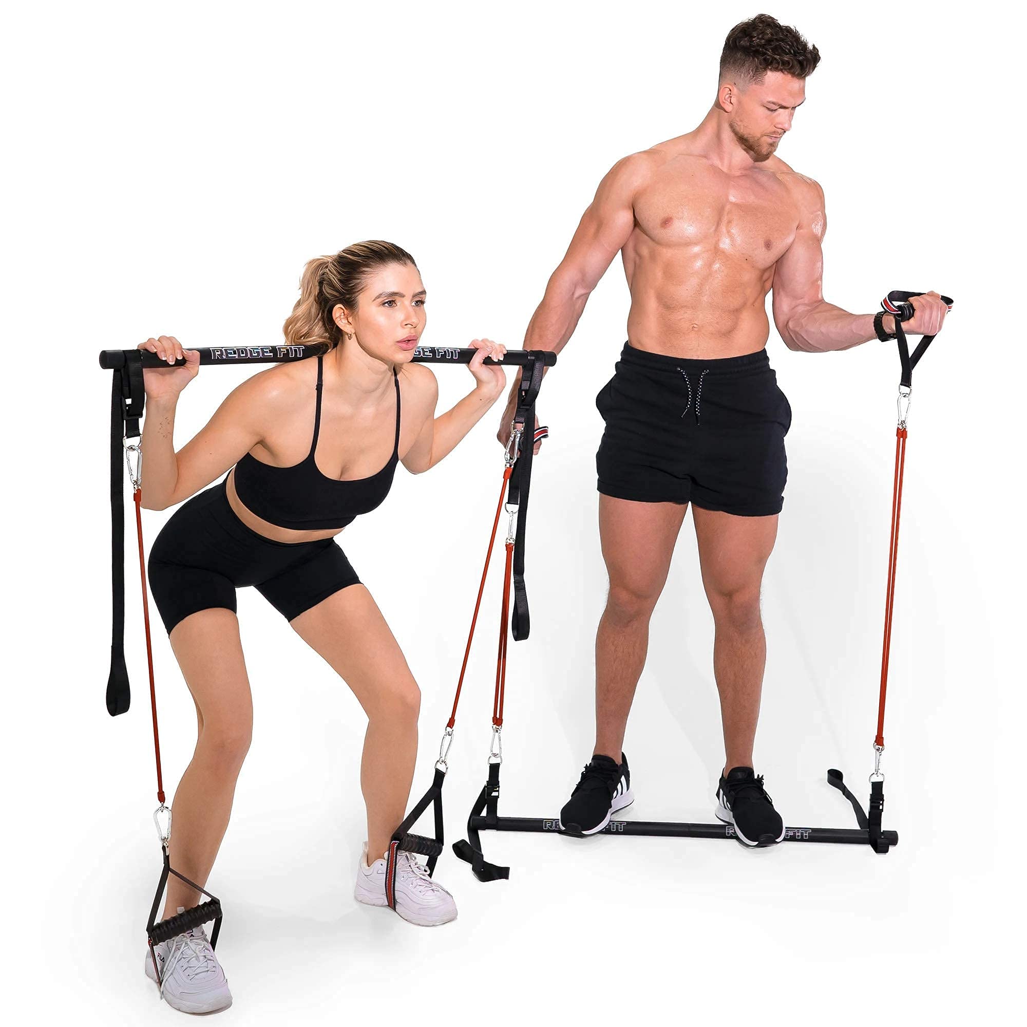 Redge Portable Gym Machine with Resistance Bands - Adjustable Home Workout Equipment for Beginners to Athletes | Foldable Training Bar for Strength & Fitness | Perfect for Home Gym, Travel & Outdoor Training (Upgraded Version)
