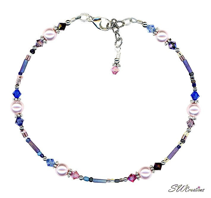 Elegant Winter Rose Beaded Pearl Anklet Bracelet for Women - Perfect for Weddings, Beach Vacations & Boho Fashion