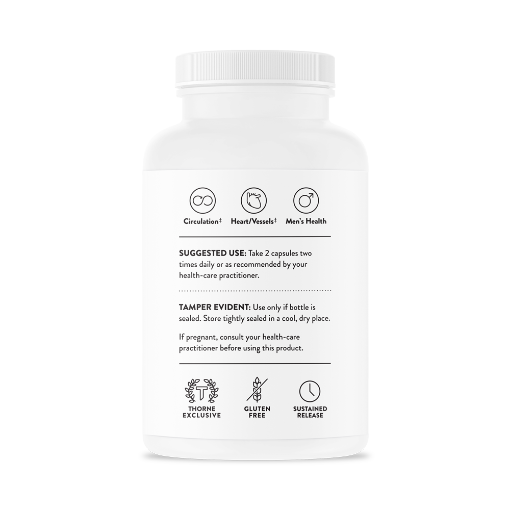 Thorne L-Arginine 500mg - 120 Capsules | Nitric Oxide Booster for Heart Health & Blood Flow Support | Pre-Workout Supplement for Athletes & Fitness Enthusiasts