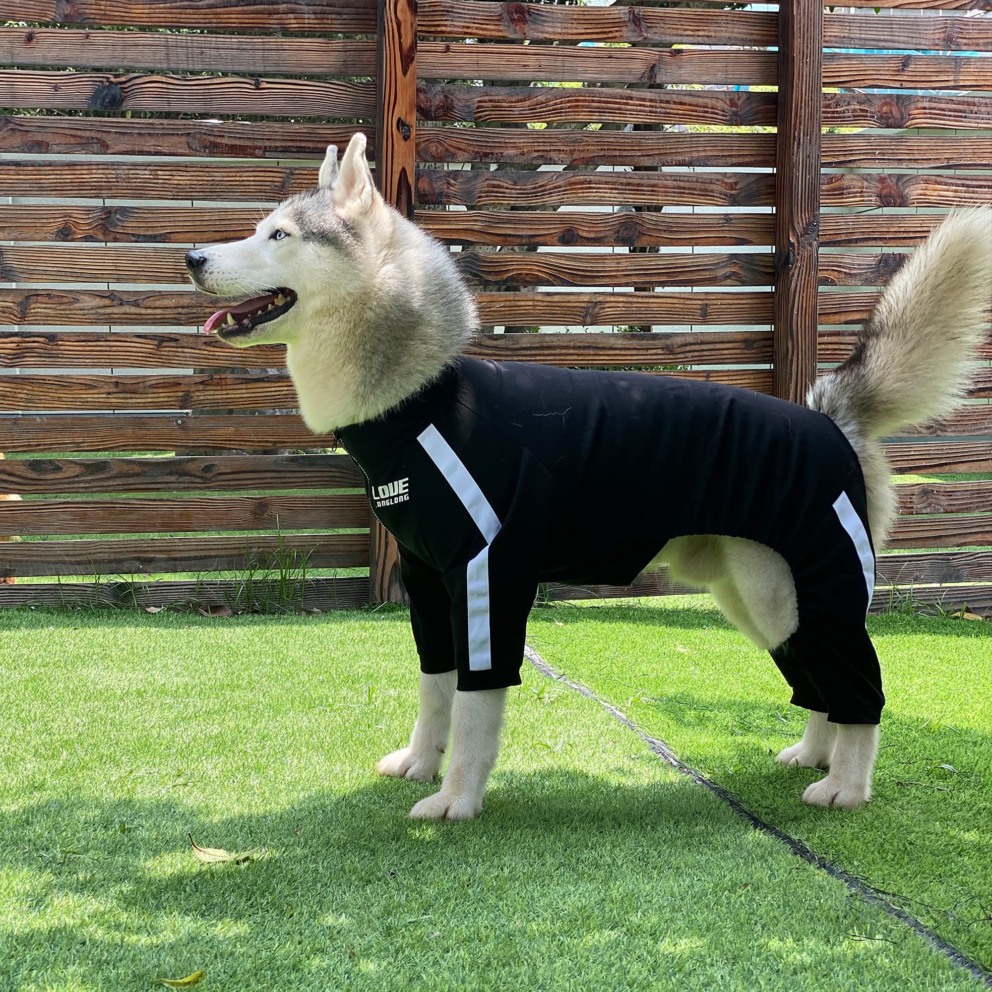 Dog Sweatshirt with Zipper - 4-Legs Covered Sport Suit for Small, Medium & Large Dogs | Comfortable & Breathable Dog Sweater in Black (Size XL) | Perfect for Outdoor Activities, Running & Cold Weather Protection
