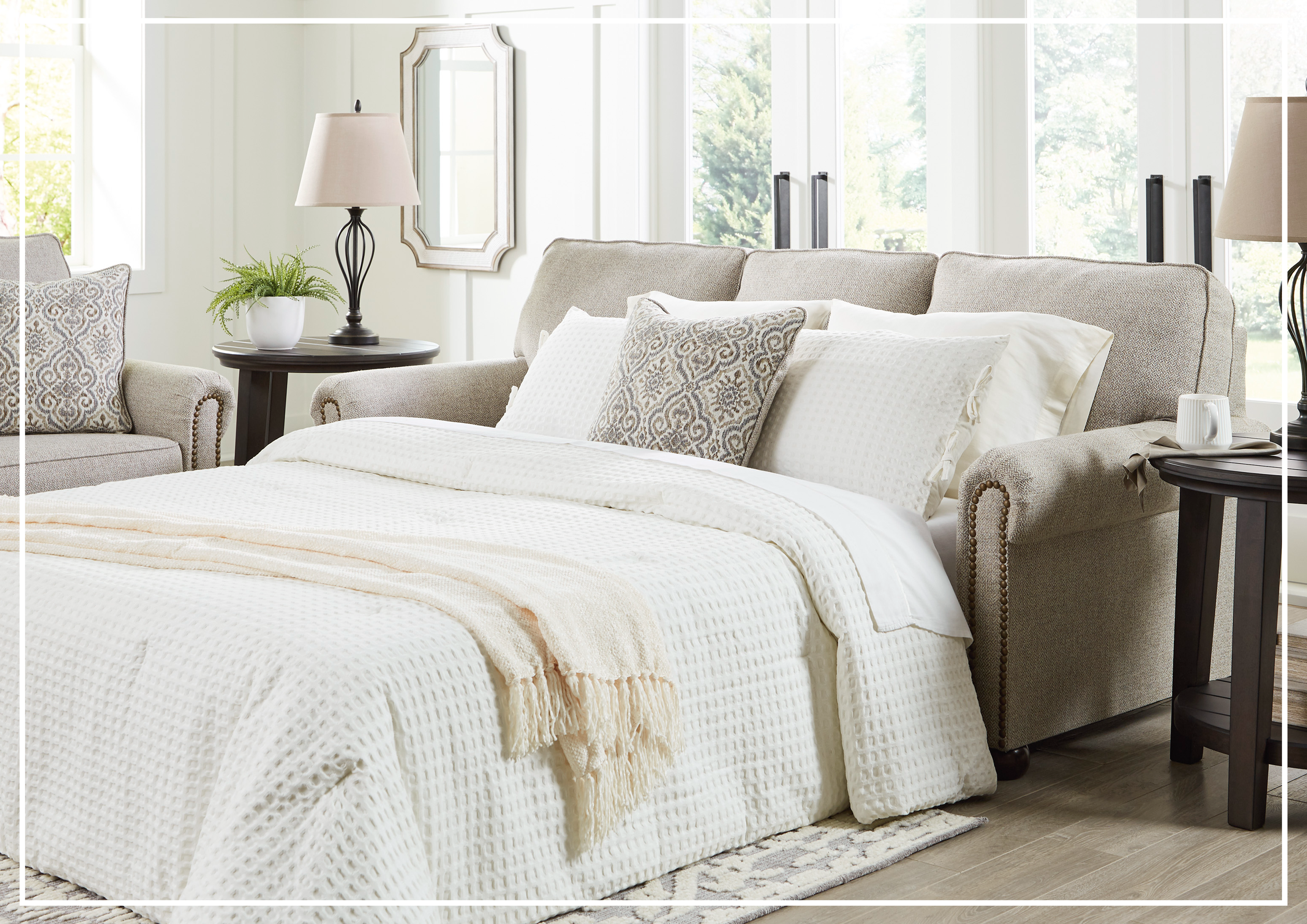 Gio Italia Garrison Fabric 3-Seater Queen Sleeper Sofa Bed - Convertible Comfort for Small Spaces, Guest Rooms & Apartments