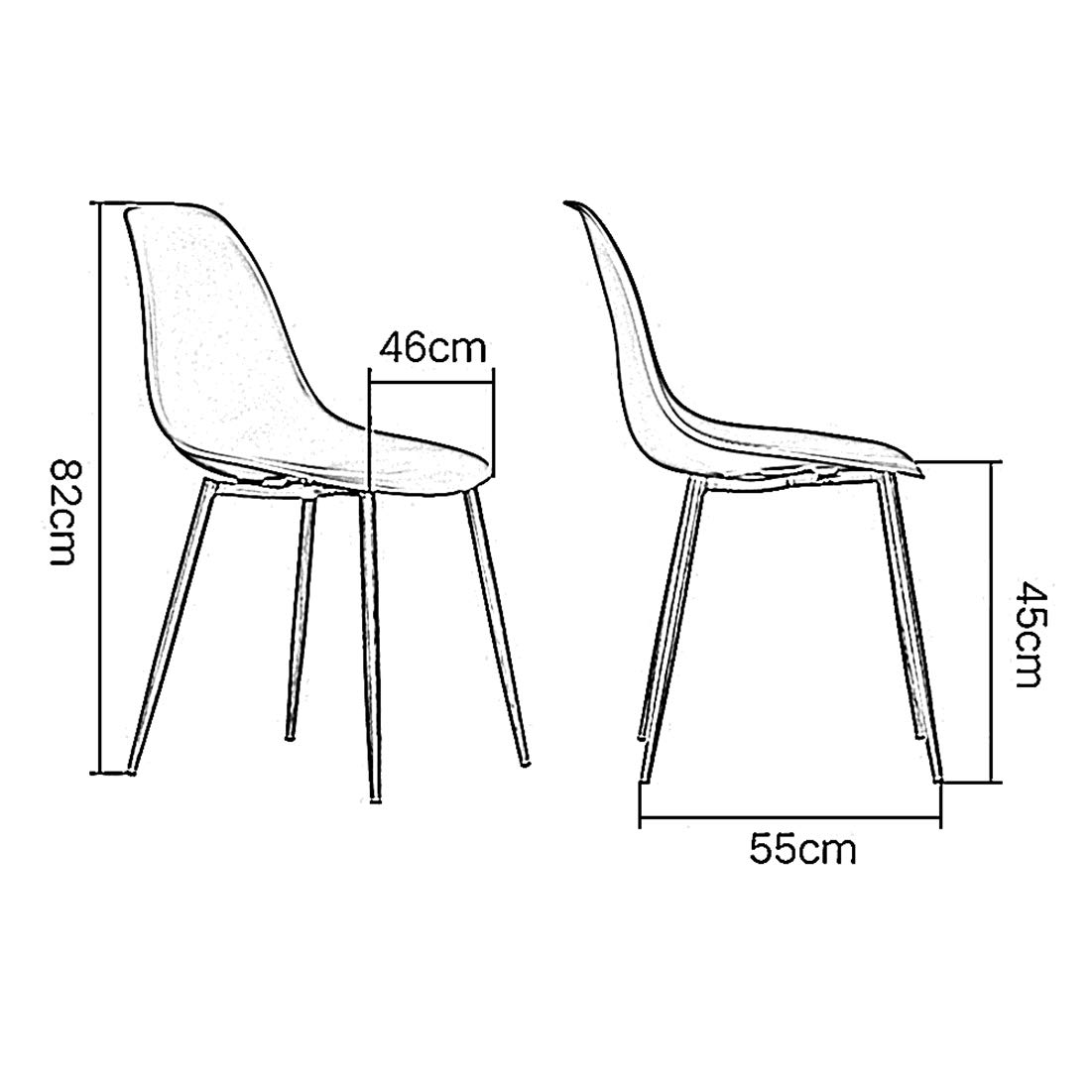 Mid-Century Modern Dining Chair - Ergonomic PP Plastic Seat with Metal Legs, Comfort Curve Design for Living Room, Cafe, Study & Dining | Stylish Lounge Chair for Home, Office & Commercial Spaces