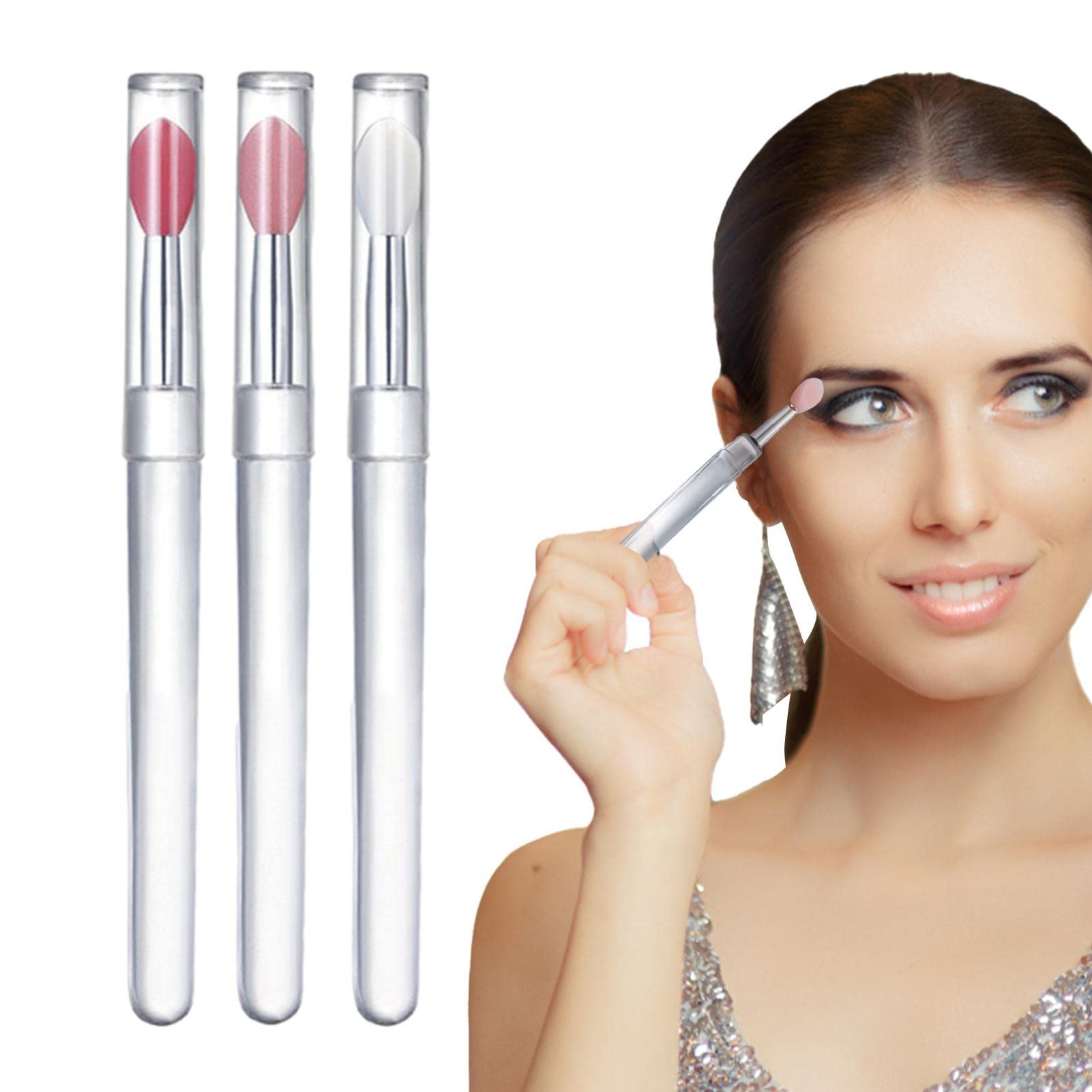 Reusable Silicone Lip Gloss Brush - Flat Lip Makeup Applicator for Cream Lipstick & Gloss | Professional Beauty Brush Set with Lid | Perfect for Home Makeup, Travel & Professional Makeup Artists