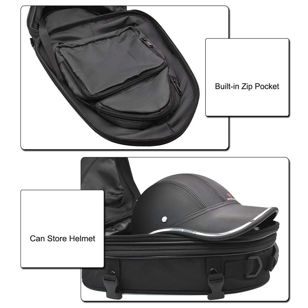WOSAWE Waterproof Hard Shell Motorcycle Tail Bag - Durable Rear Rack Seat Luggage for Work Commutes & Adventure Riding | Perfect for Daily Use & Long Distance Travel