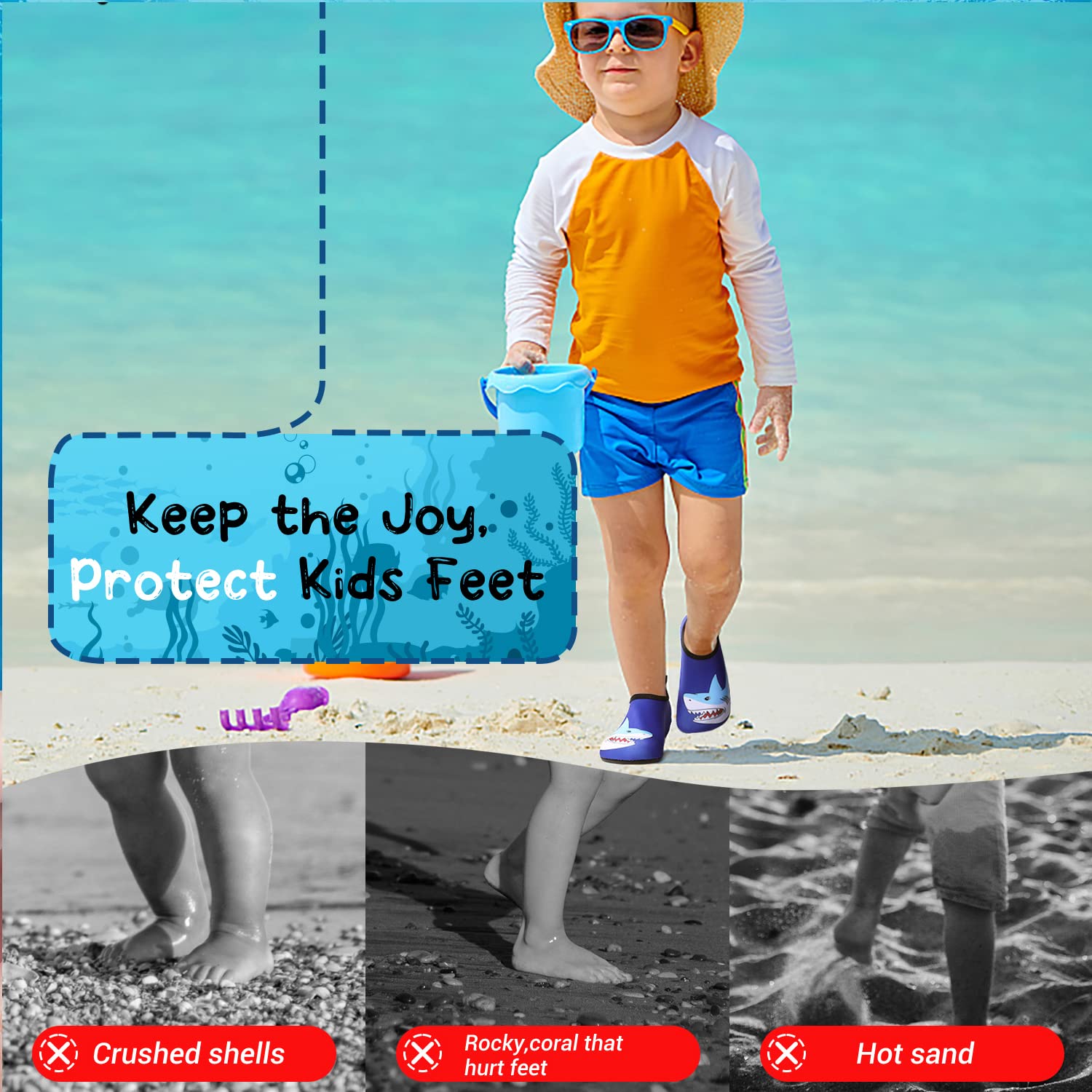 **Non-Slip Quick Dry Kids Swim Water Shoes for Boys & Girls – Toddler Beach Aqua Socks for Outdoor Sports, Pool, Surfing & Water Play**