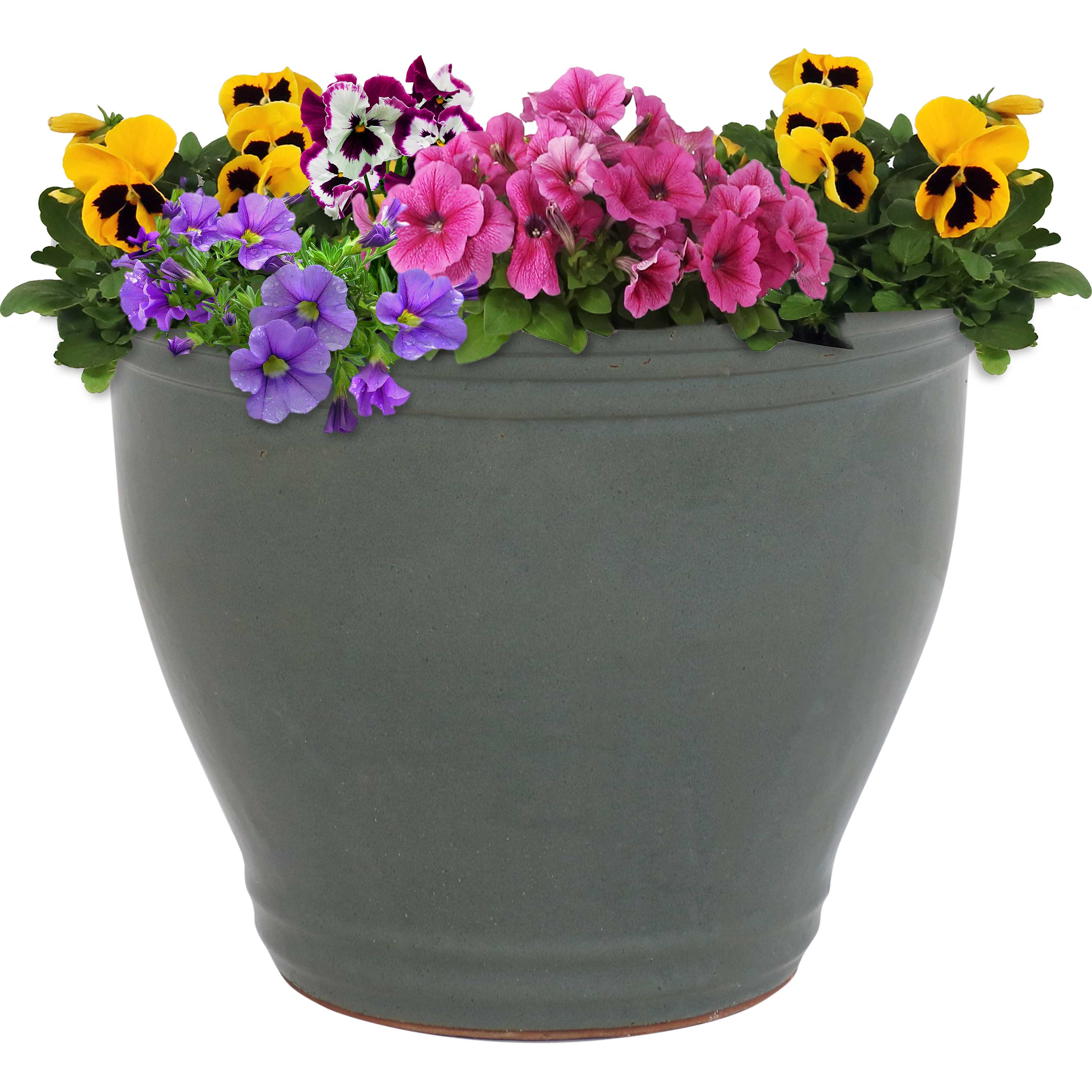 Sunnydaze Studio Round Glazed Ceramic Planter with Drainage Hole - Indoor Outdoor Flower Pot for Plants, Succulents, Herbs - Perfect for Patio, Garden, Balcony Decor