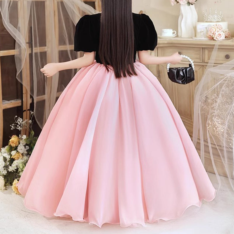 Elegant Baby Puff Sleeve Pink Tutu Dress for Toddler Girls - Perfect for Pageants, Birthday Parties & Photo Shoots