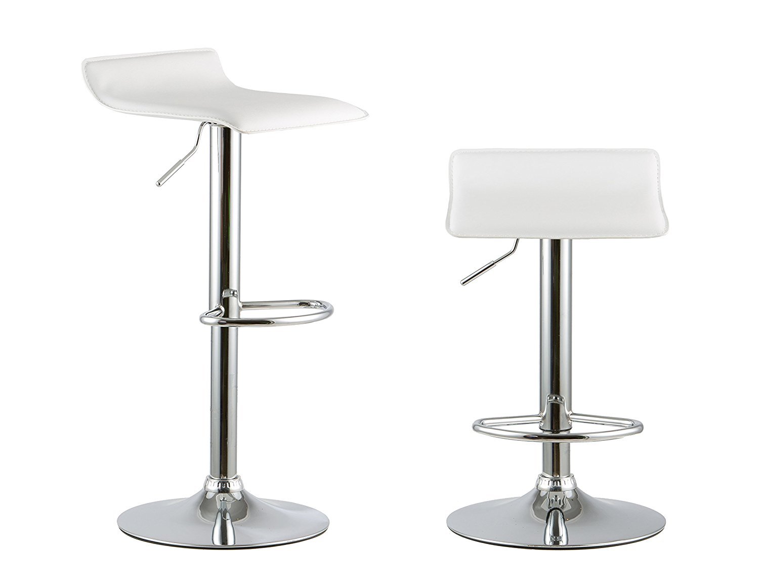 Modern PU Leather Swivel Bar Stool Set of 2 - Adjustable Height Hydraulic Counter Stool with Chrome Base for Kitchen, Dining & Pub - Perfect for Breakfast Bars, Kitchen Islands & Home Entertainment Areas