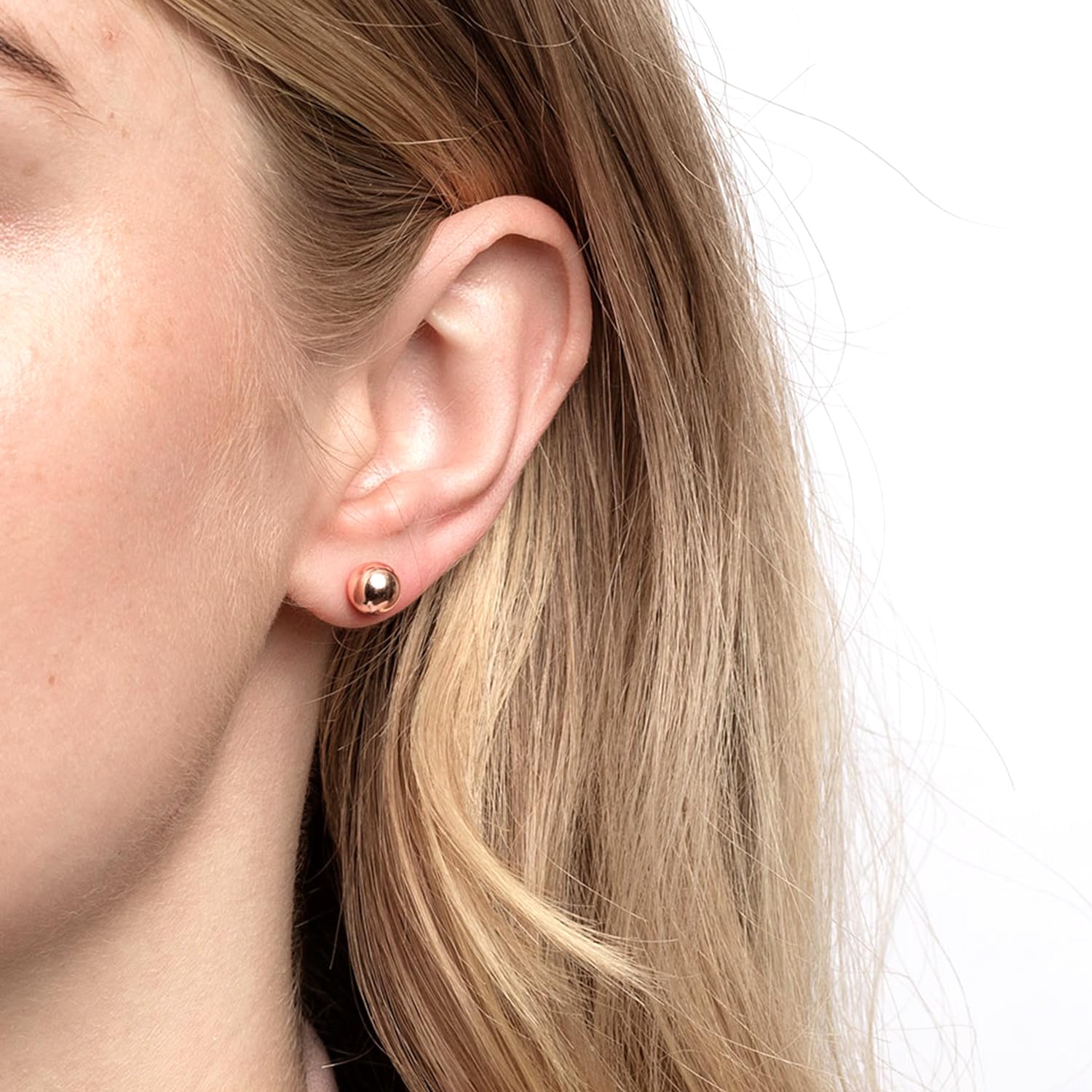 14K Rose Gold Ball Stud Earrings - Real Gold Earrings for Women, Hypoallergenic & Tarnish-Free - Perfect for Everyday Wear, Gifts & Special Occasions