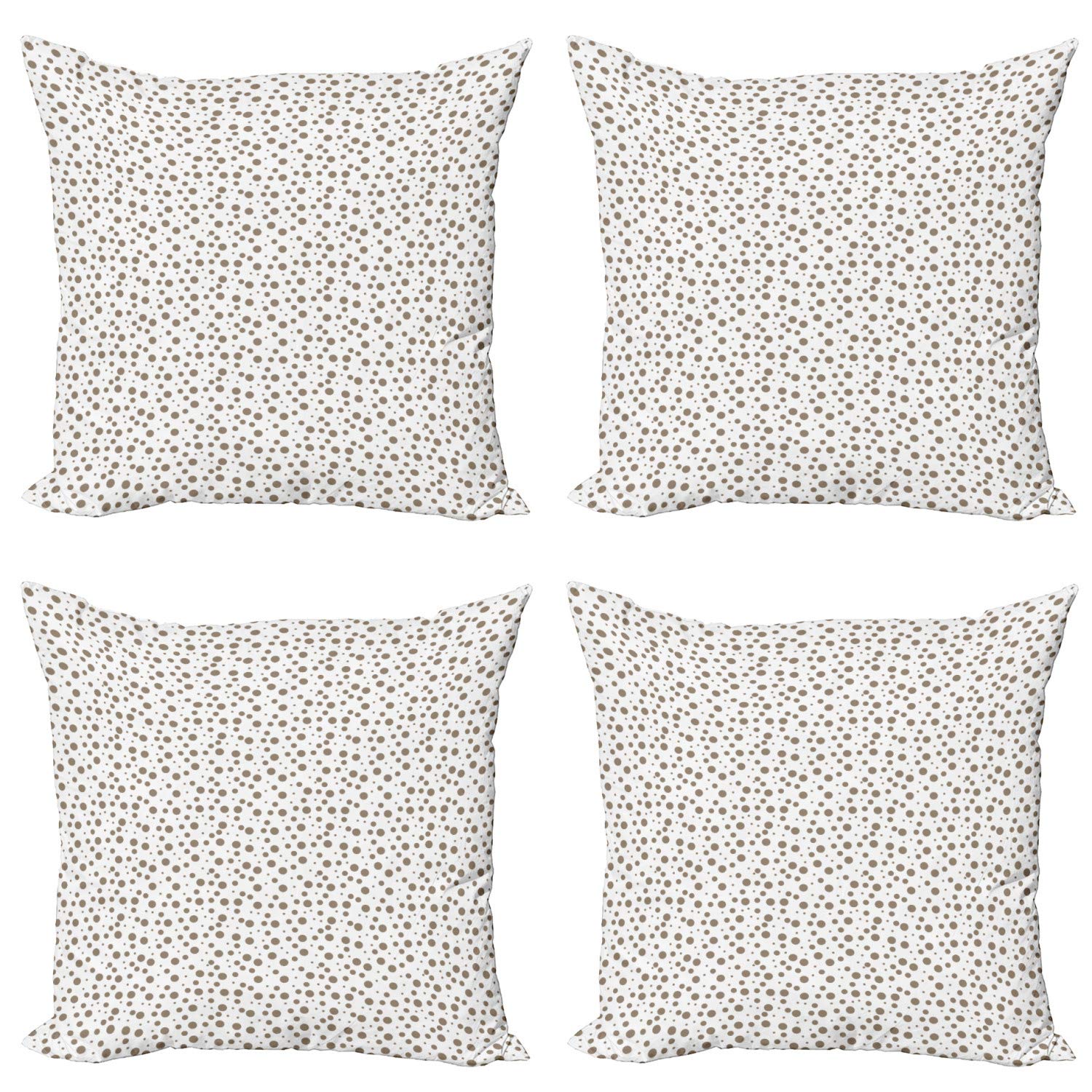 Ambesonne Vintage Style Brown Decorative Throw Pillow Covers - Pack of 4 (16 Inch) with Big and Small Drop Spots on White Background, Old Fashioned Design for Couch, Living Room, Car & Home Decor - Cocoa White Color | Perfect for Sofa Accents, Bedroom Decor and Cozy Interior Styling