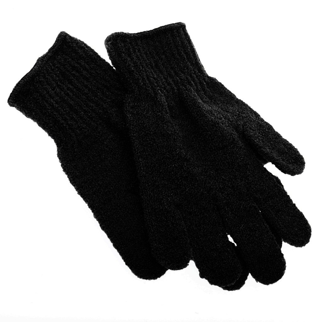 Exfoliating Bath Gloves (1 Pair) - Premium Shower Scrubber for Skin Care & Massage - Deep Cleansing & Dead Skin Removal - Black - Perfect for Spa, Home Use & Gift Giving