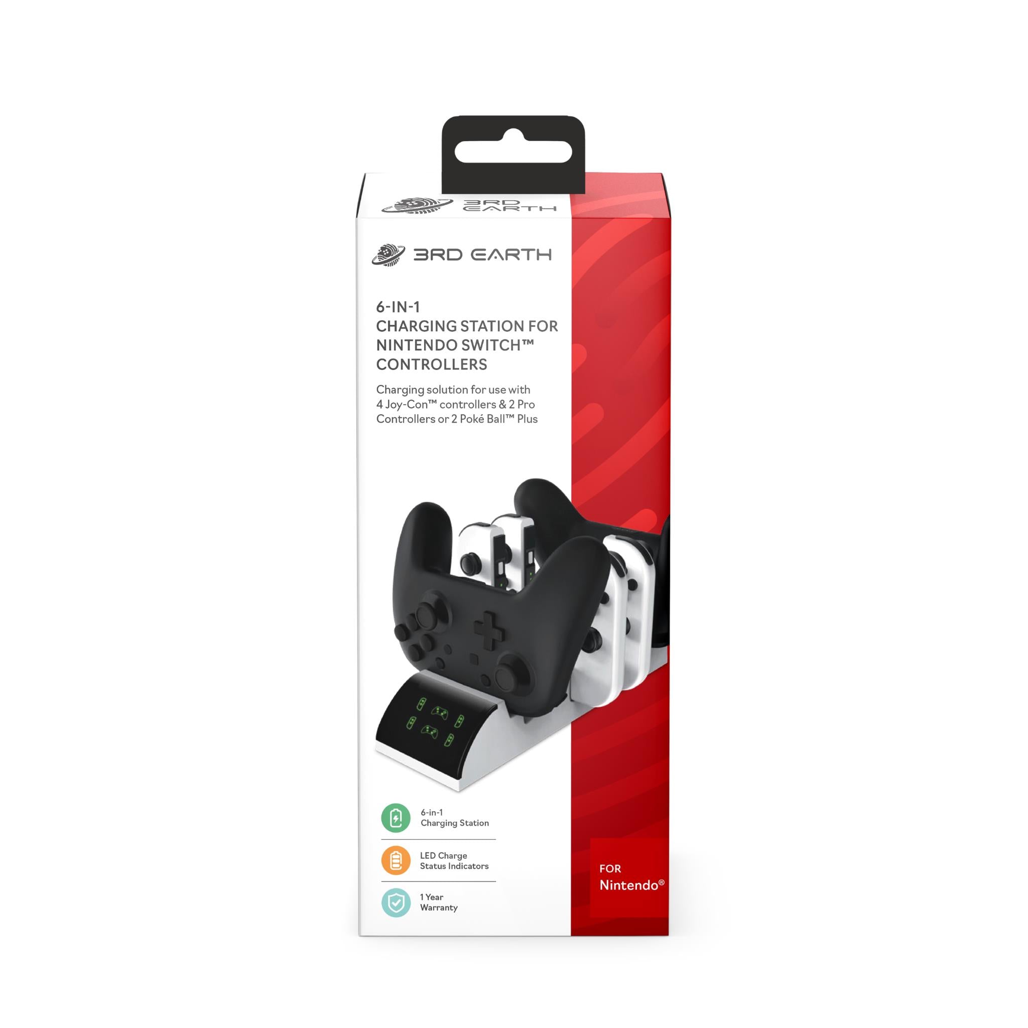 3-in-1 Charging Station for Nintendo Switch Controllers - Fast Charging Dock for Joy-Cons & Pro Controller - Compatible with Pokemon Edition - Perfect for Gaming Setup & Travel Accessories