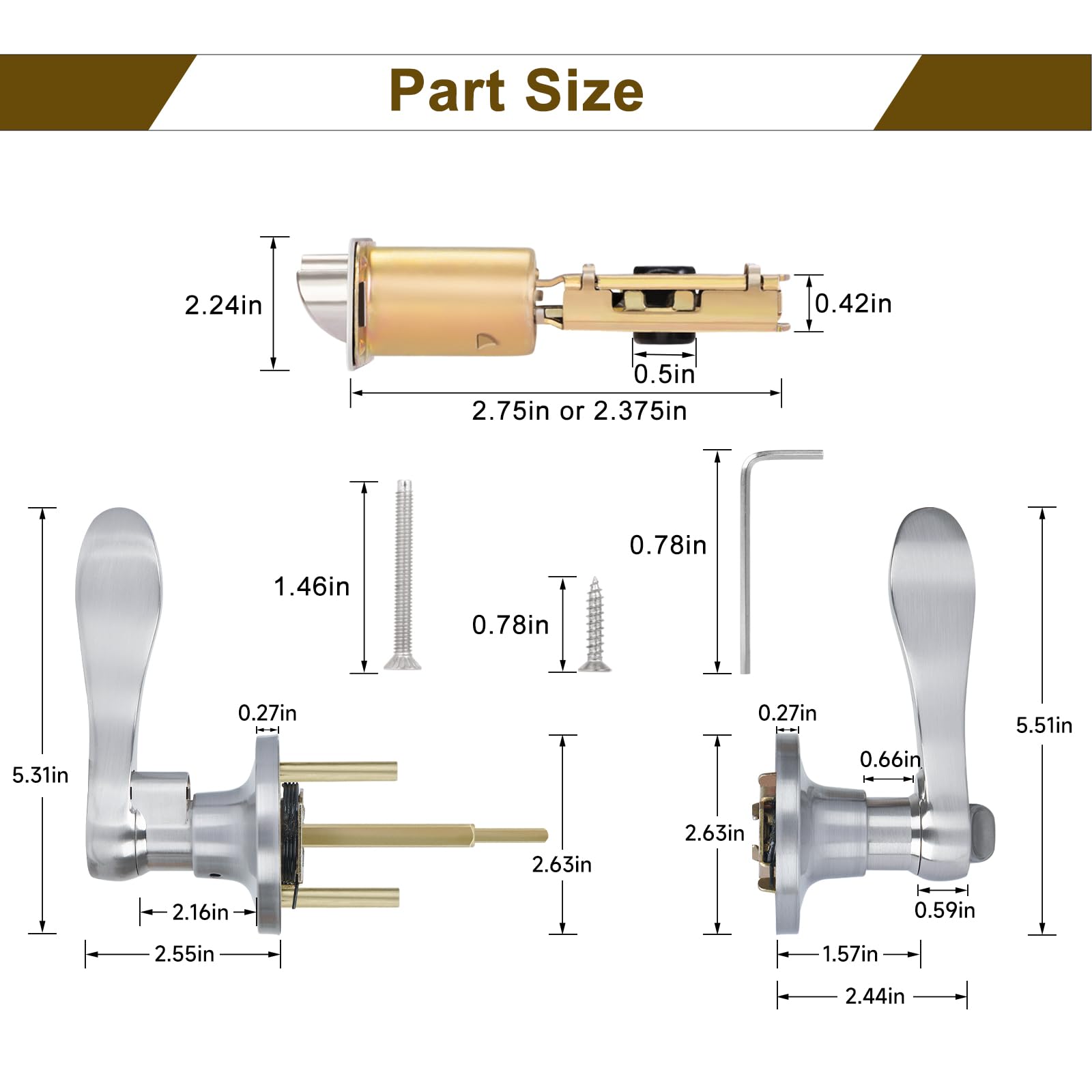 Satin Nickel Door Lever with Lock - Wave Style for Entry & Interior Doors - Secure Keyed Entry