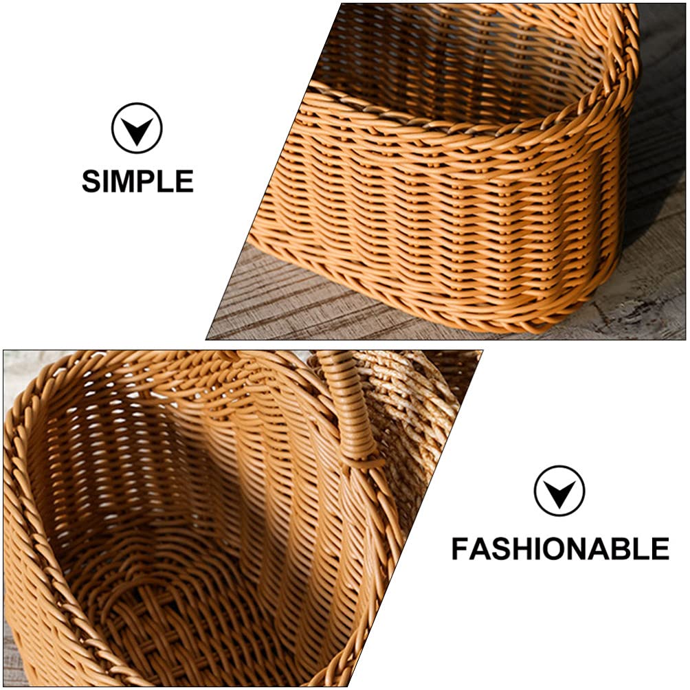 Cabilock Handwoven Woven Belly Basket - Plastic Cutlery Storage Organizer & Hanging Bin for Kitchen, Table, Cabinet, Pantry - Perfect for Forks, Spoons, Napkins & Serving Utensils (21x19cm) - Ideal for Dining Room Organization, Party Serving & Small Space Storage