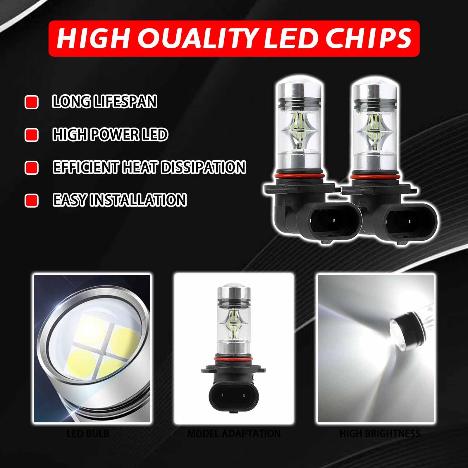 9005/9006 LED Headlight Bulbs 6500K White - High/Low Beam & DRL for Cars, SUVs, Trucks - Night Driving Safety