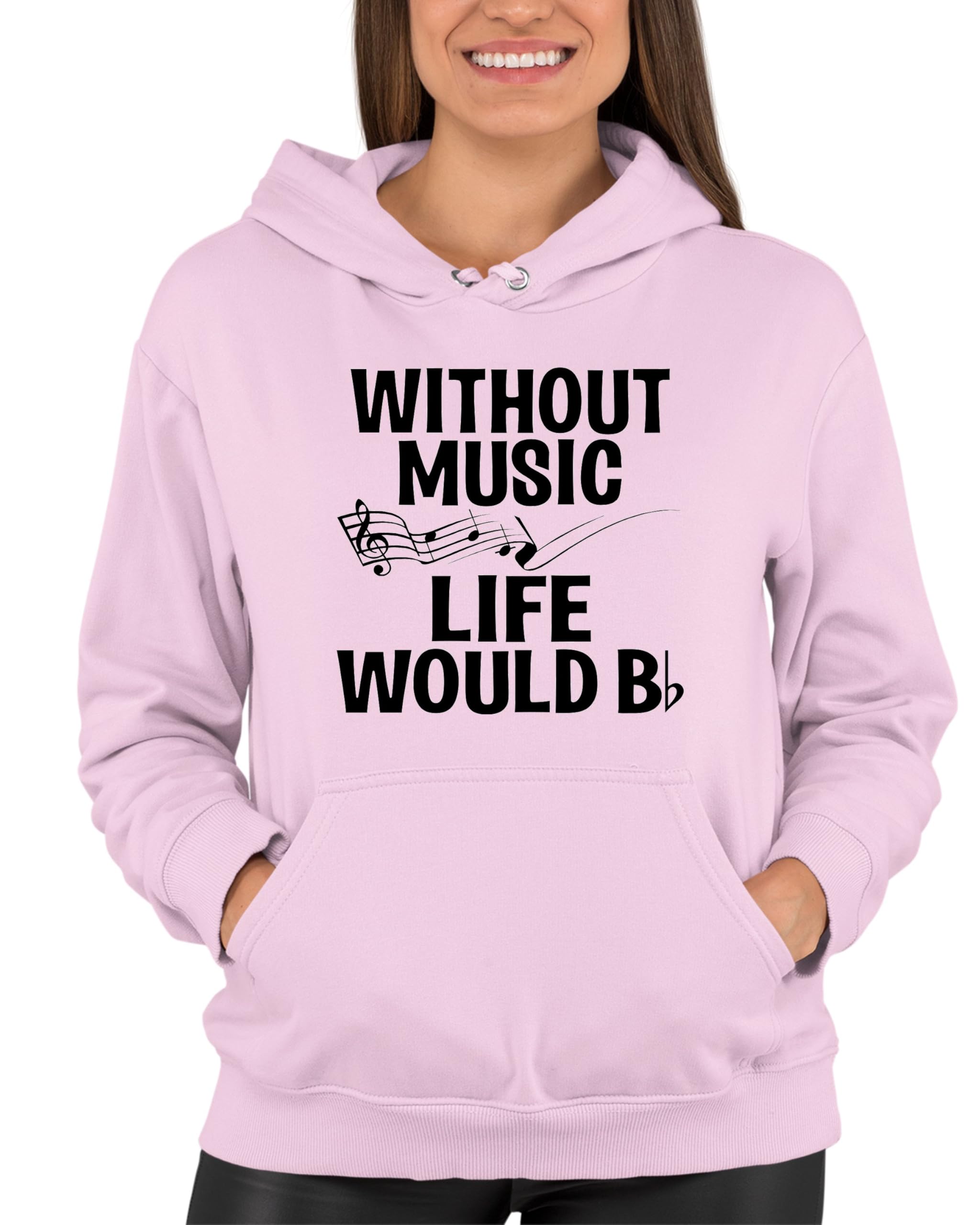 Funny Music Lovers Hoodie - Go All Out Without Music Life Would B Flat Sweatshirt for Men & Women | Perfect Gift for Musicians, Band Members & Music Enthusiasts