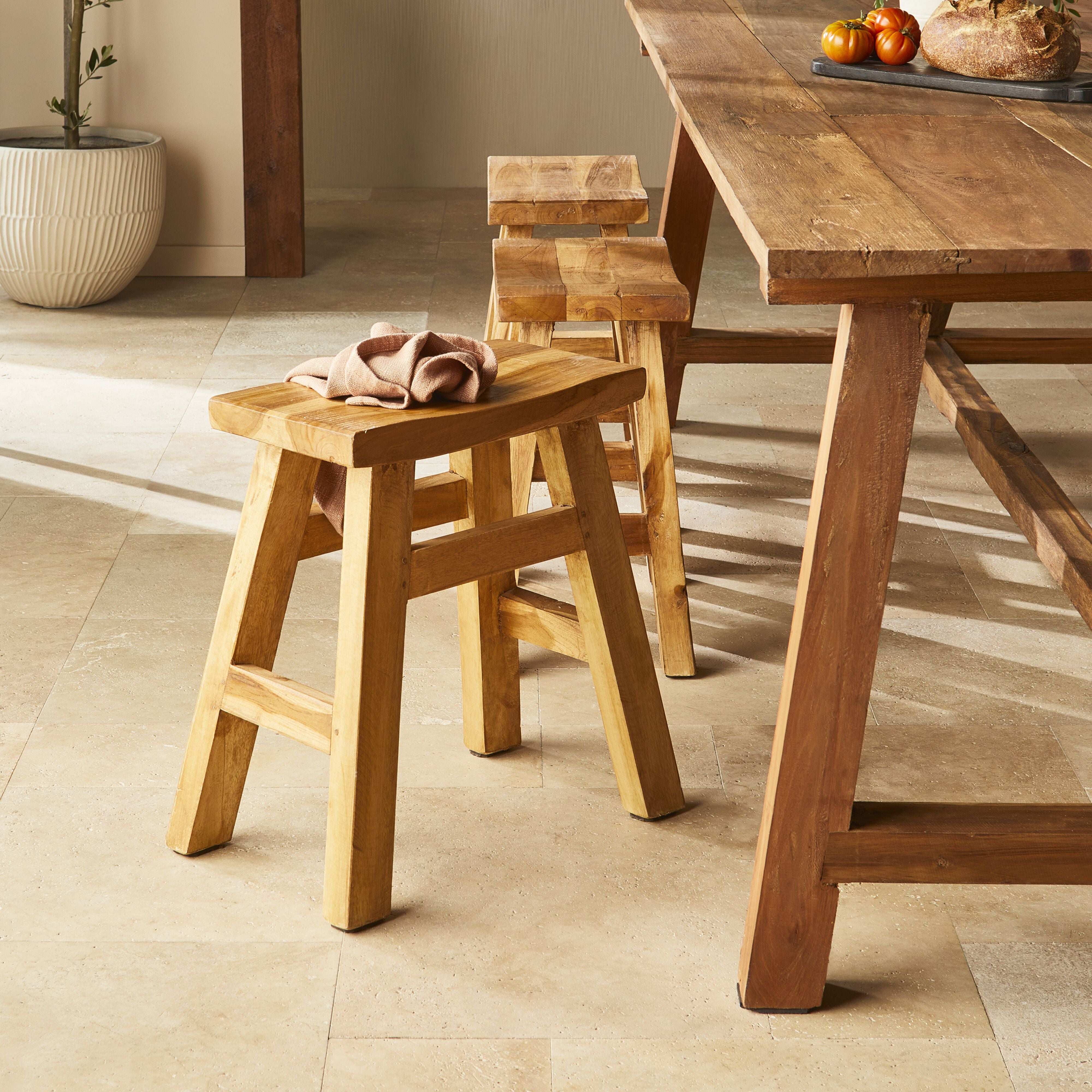 Reclaimed Wood Barndo Low Stool - Rustic Farmhouse Stool for Kitchen, Living Room & Outdoor Use