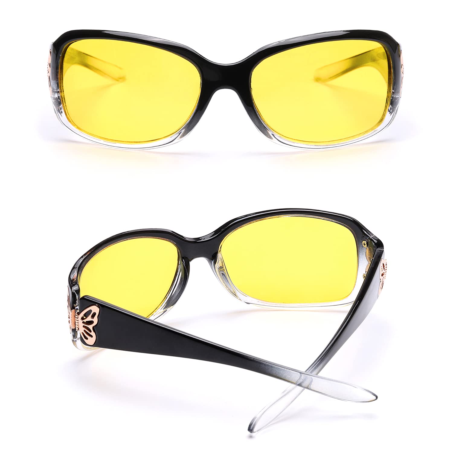 LVIOE Polarized Night Vision Glasses - Yellow Tinted for Women Driving at Night