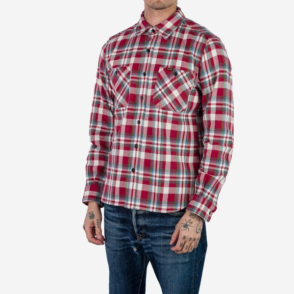 Iron Heart IHSH-371 Ultra Heavy Flannel Work Shirt - Red Crazy Check Plaid for Men | Durable Outdoor & Workshop Shirt for Cold Weather Workwear