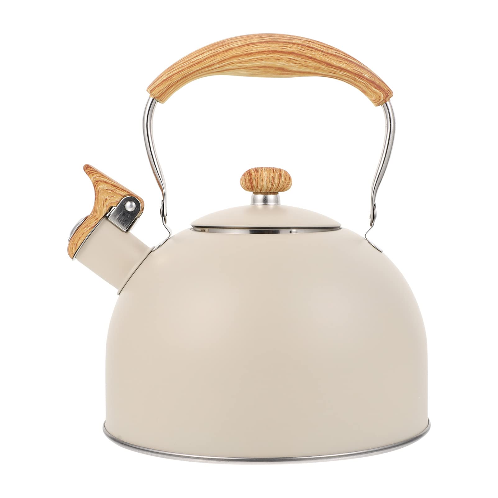 Premium Stainless Steel Whistling Tea Kettle with Wooden Handle - 1.5L Portable Stovetop Kettle for Home & Office - Perfect for Boiling Water, Making Tea, Coffee and Hot Beverages