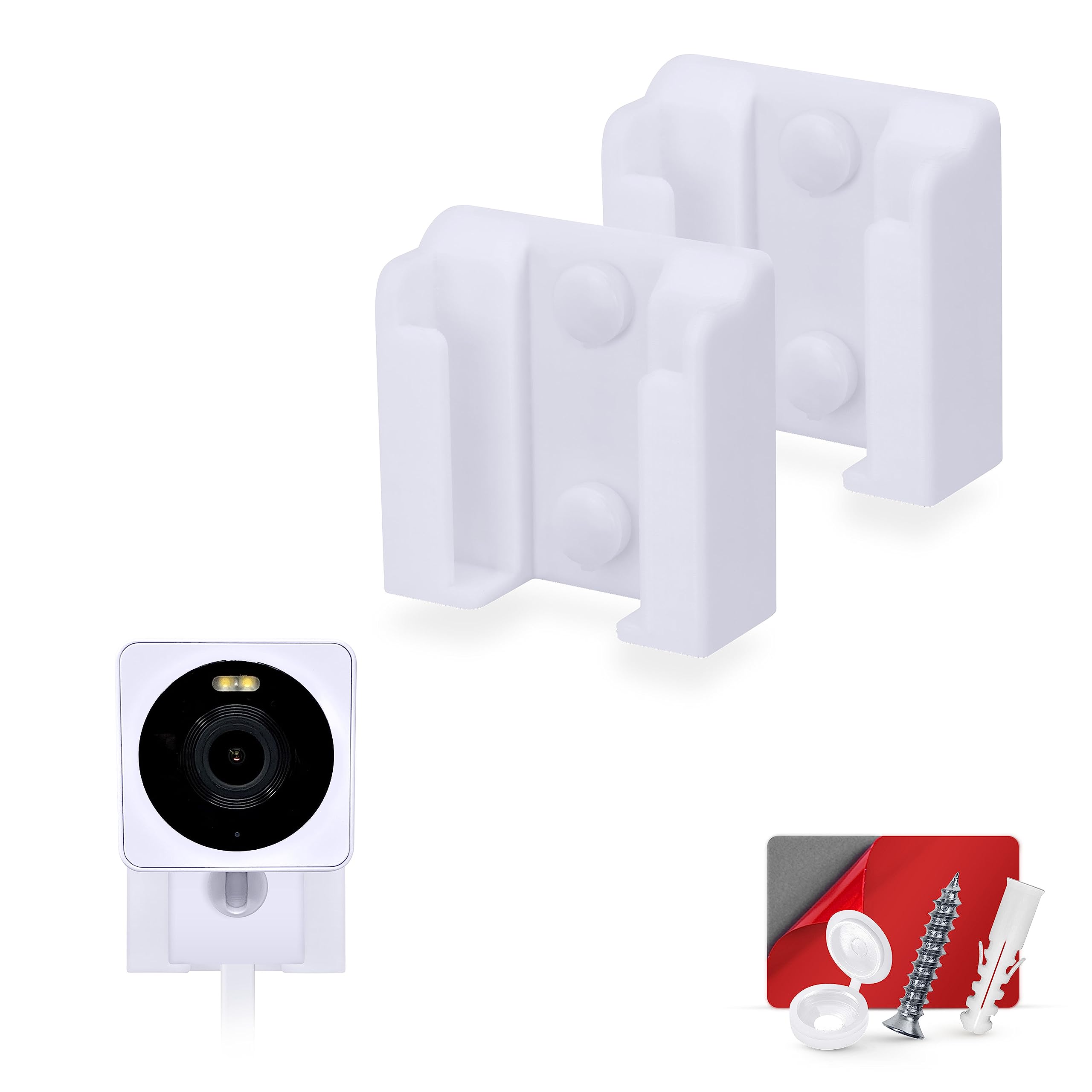 2 Pack White Adhesive Wall Mount for WYZE Cam OG Indoor/Outdoor 1080p Wi-Fi Security Camera - Easy Install Camera Holder Bracket, Reduce Blind Spots & Clutter - Perfect for Home, Office & Garage Surveillance