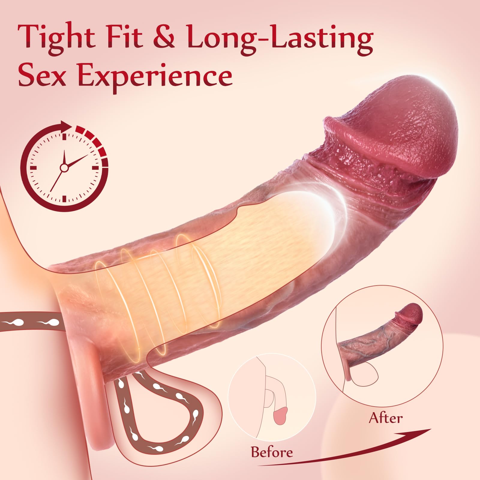 Realistic Soft Silicone Penis Sleeve Extender & Enlarger - Pleasure Enhancing Cock Ring for Men & Couples | Adult Sex Toy for Intimate Moments & Enhanced Performance