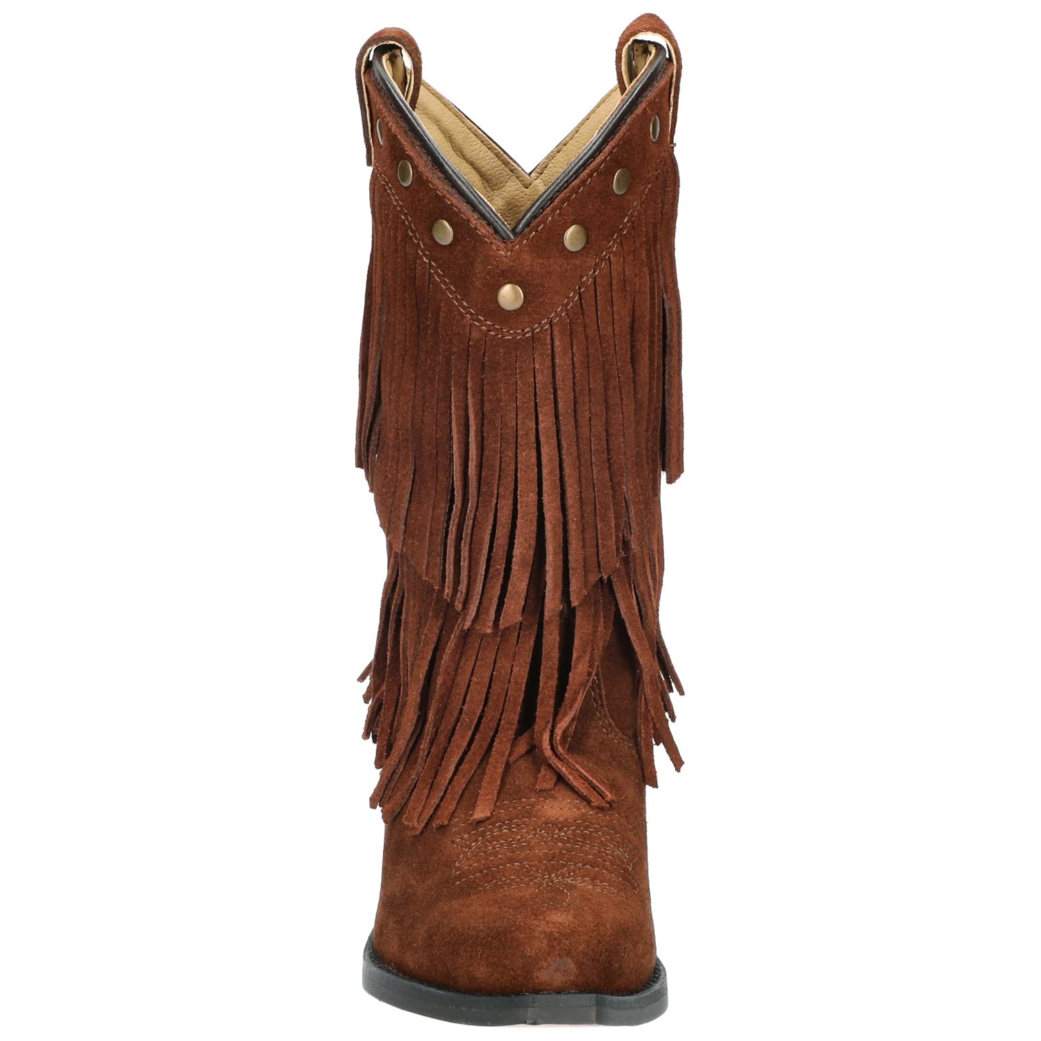 Smoky Girls Wisteria Double Fringe Tan Western Boots for Women - Vintage Cowgirl Ankle Booties for Country Dancing, Rodeo & Western Fashion Outfits